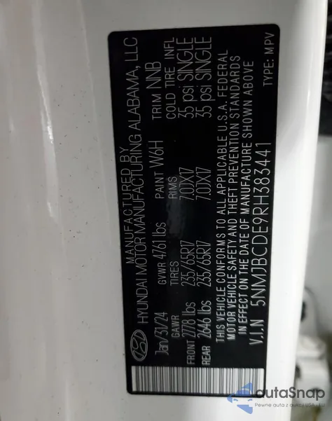 2024 Hyundai Tucson Sel из США, поврежденный, VIN 5NMJBCDE9RH383441